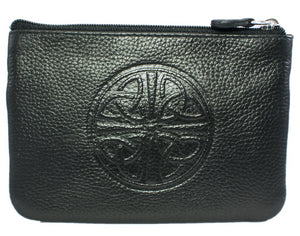 Celtic Leather Coin Purse with RFID Blocking Technology - Black