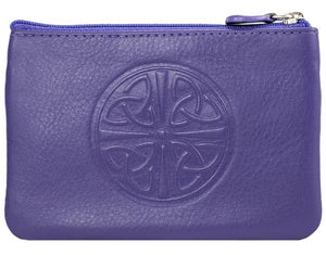 Celtic Leather Coin Purse with RFID Blocking Technology - Purple