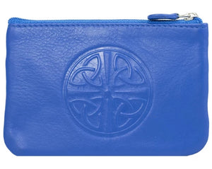 Celtic Leather Coin Purse with RFID Blocking Technology - Cobalt