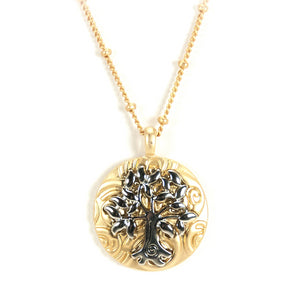 Tree of Life Silvertone on Goldtone Necklace