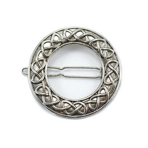 Circular Celtic Knot Barrette - Silvertone